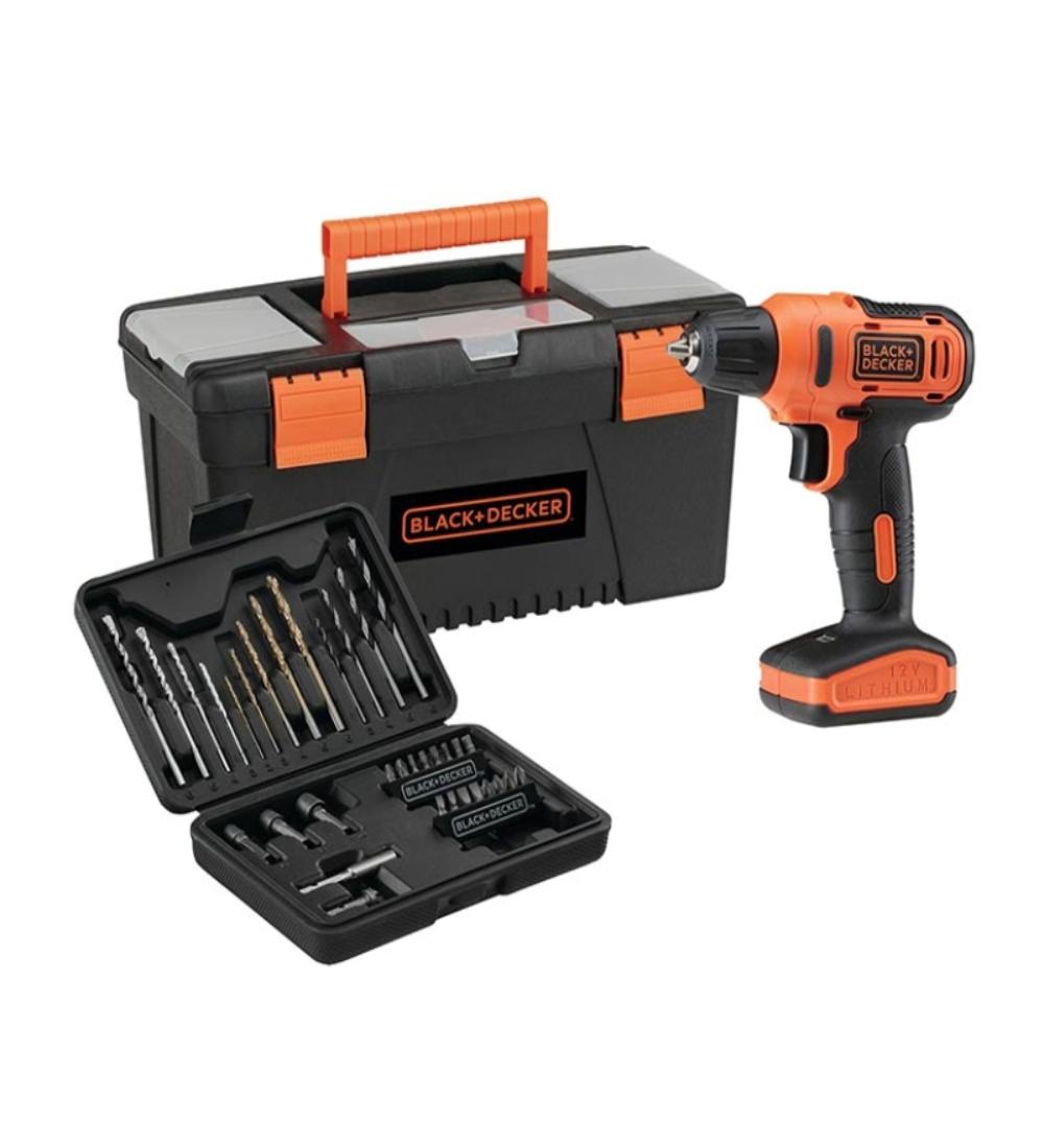 SET CAJA + TALADRO + ACCESORIOS BLACK+DECKER 37 PIEZAS